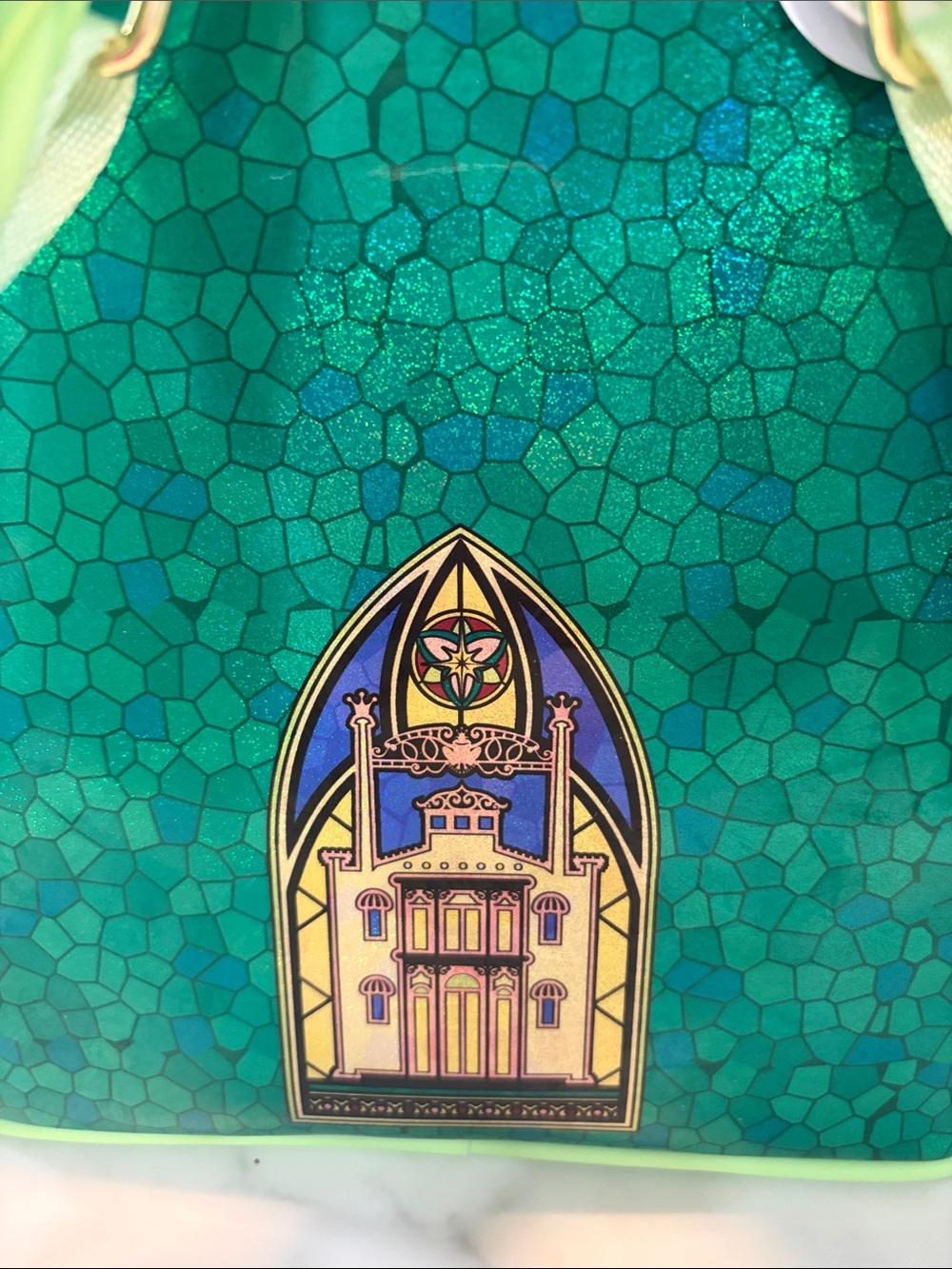 Loungefly Green Stained-Glass Princess Tiana Mini Backpack - Picture 13 of 13